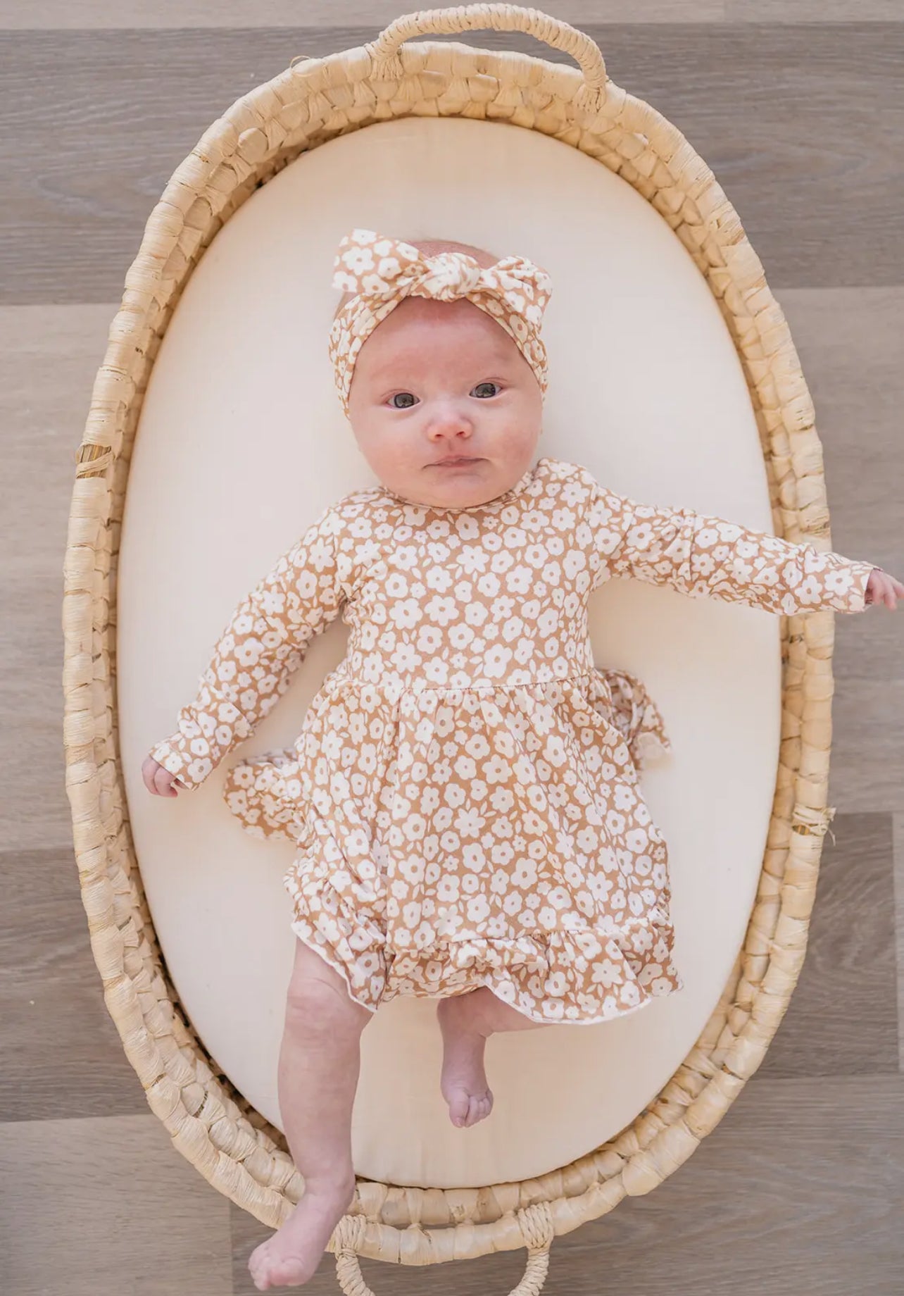 Mocha Ditsy Floral Twirl Dress