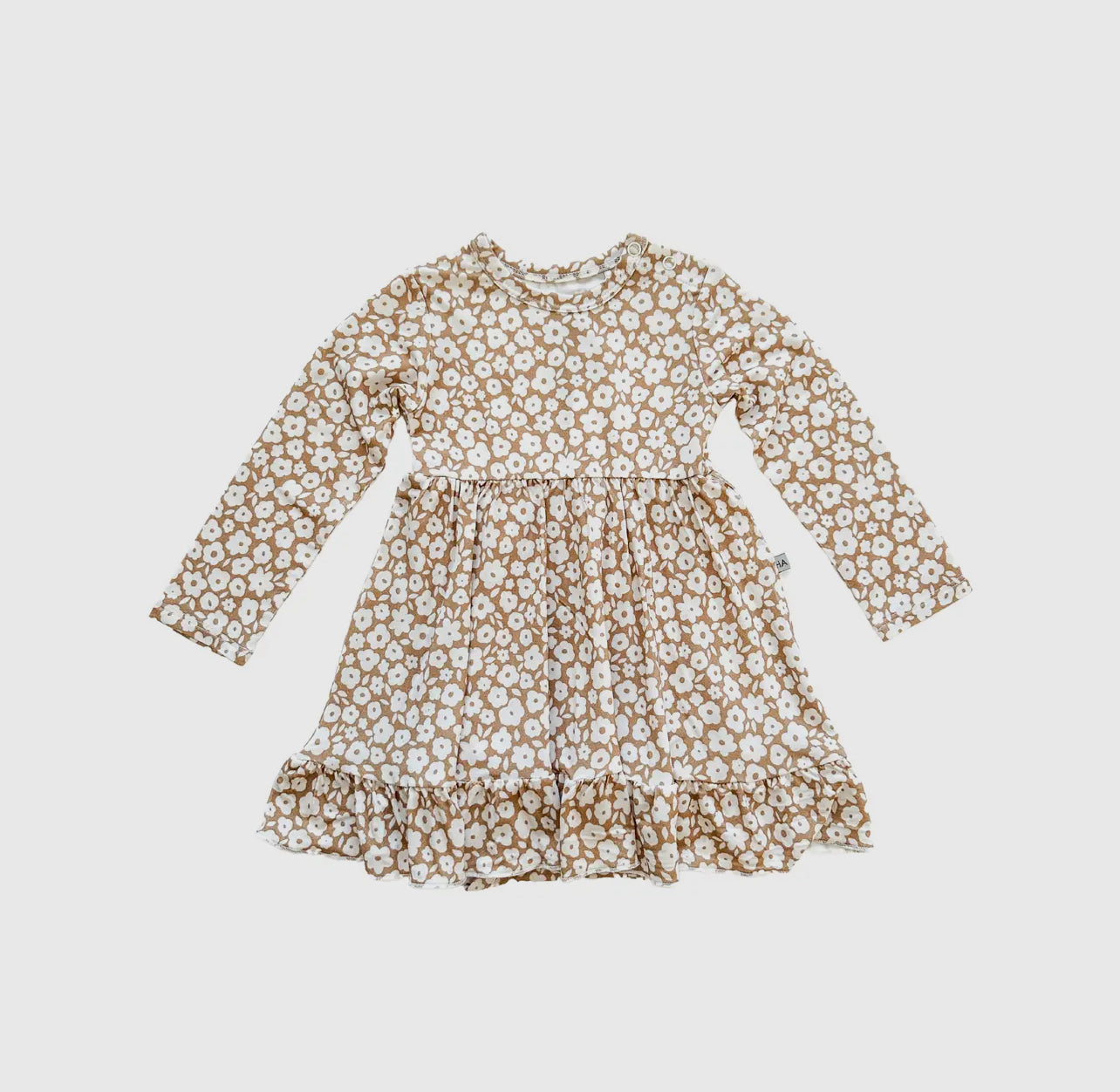 Mocha Ditsy Floral Twirl Dress