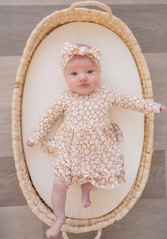 Mocha Ditsy Floral Twirl Dress