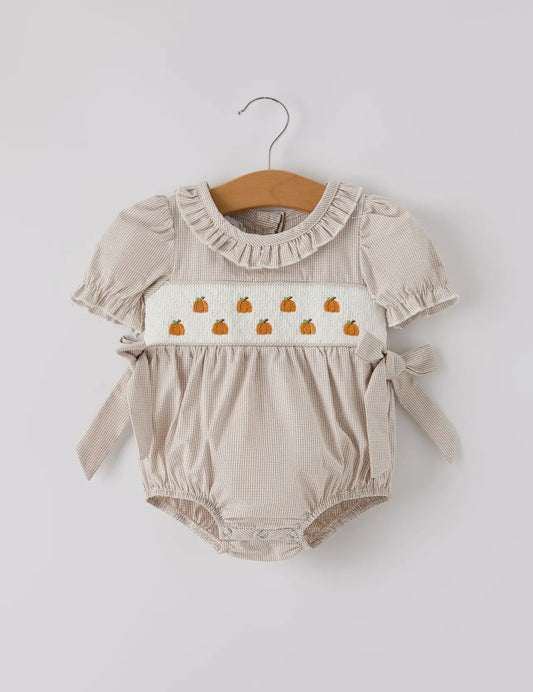Smocked Pumpkin Romper