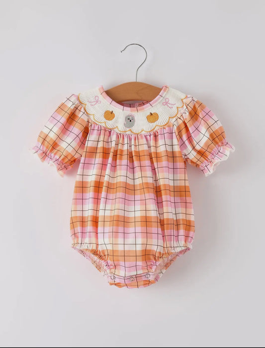 Smocked Pumpkin Bow Ghost Outfit