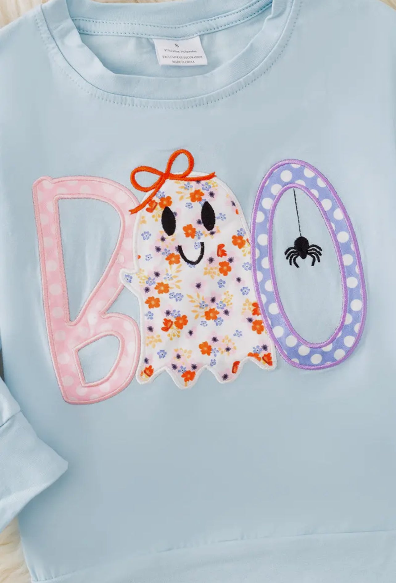 Boo Crewneck & Floral Bell Bottom Outfit